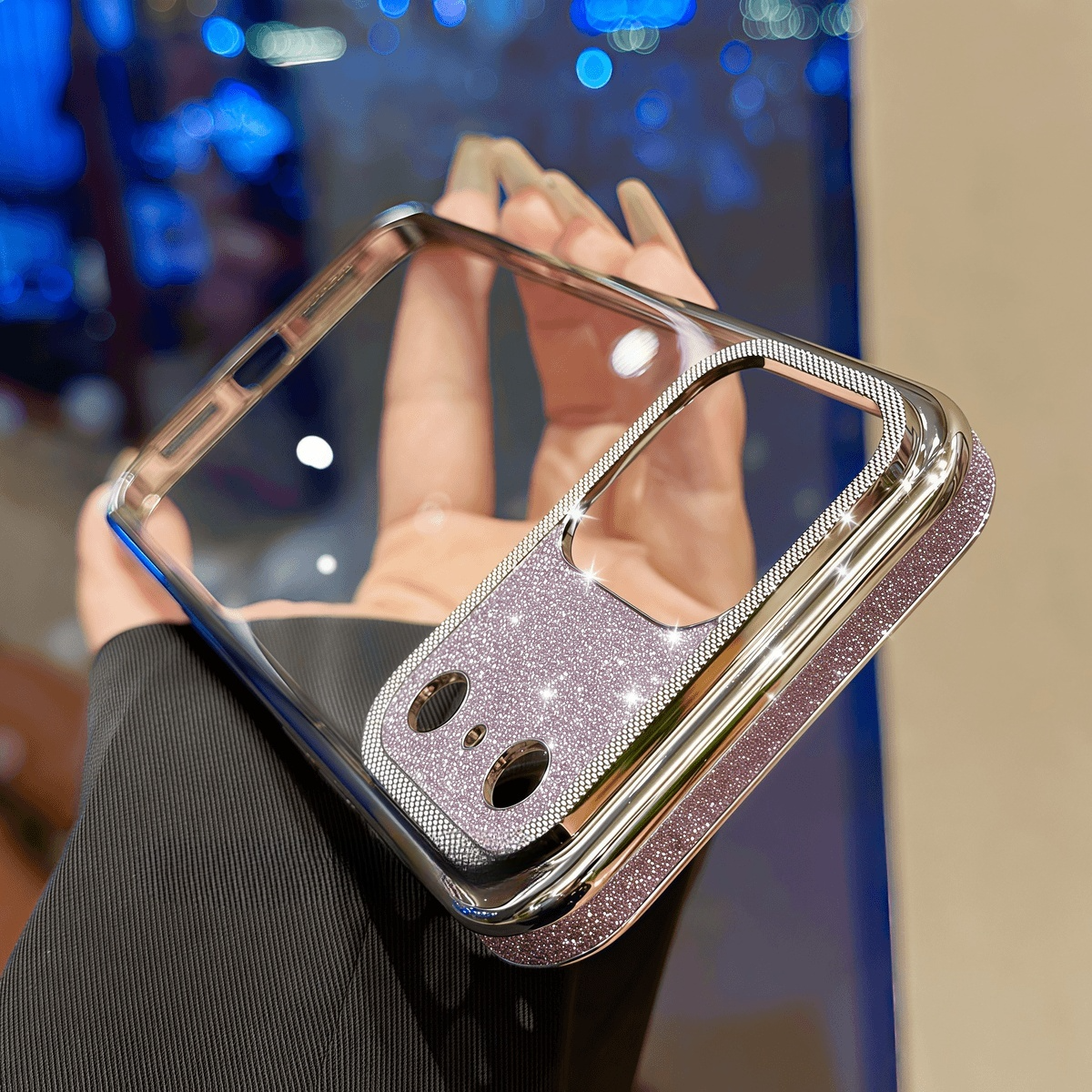 Glitter Lens Protector Frame Clear Case for iPhone