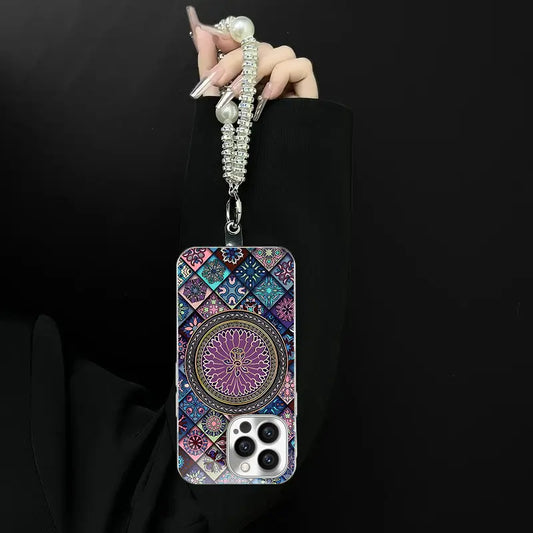 Colorful Purple Lotus Flower Totem Case Kit for iPhone - Get a FREE Exquisite Diamond Bracelet!🔥