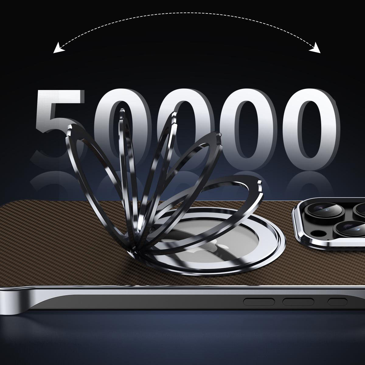 Skeleton Back Rotating Folding Stand Case Cover for iPhone