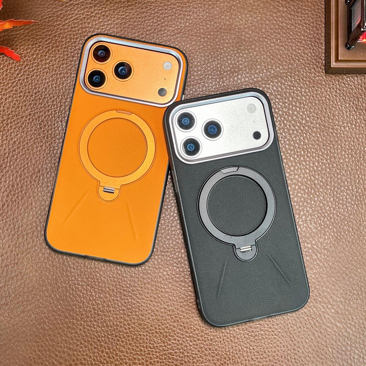 Leather-textured Metal Folding Swivel Stand Case for iPhone - Buy 2: FREE SHIPPING🛫 & 40% OFF 2nd🔥