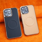 Leather Strong Magnetic Suction Ring Case Cover for iPhone
