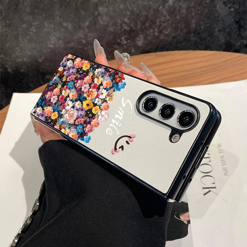 Smiling Faces in the Flowers Case Cover for Samsung Fold Series