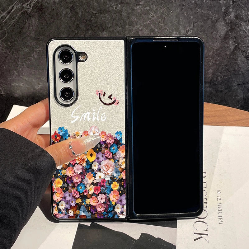 Smiling Faces in the Flowers Case Cover for Samsung Fold Series