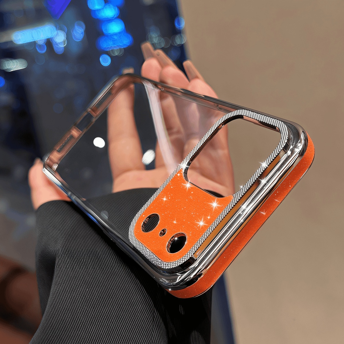 Glitter Lens Protector Frame Clear Case for iPhone