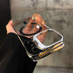 Semi-transparent metal lens folding frame protective Case for iPhone