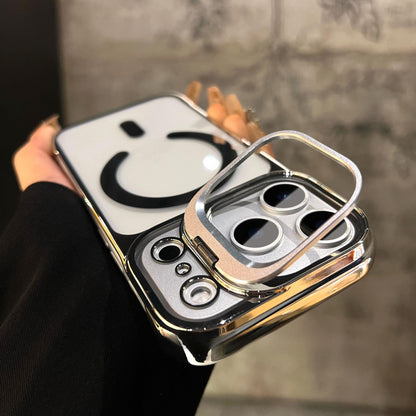 Semi-transparent metal lens folding frame protective Case for iPhone