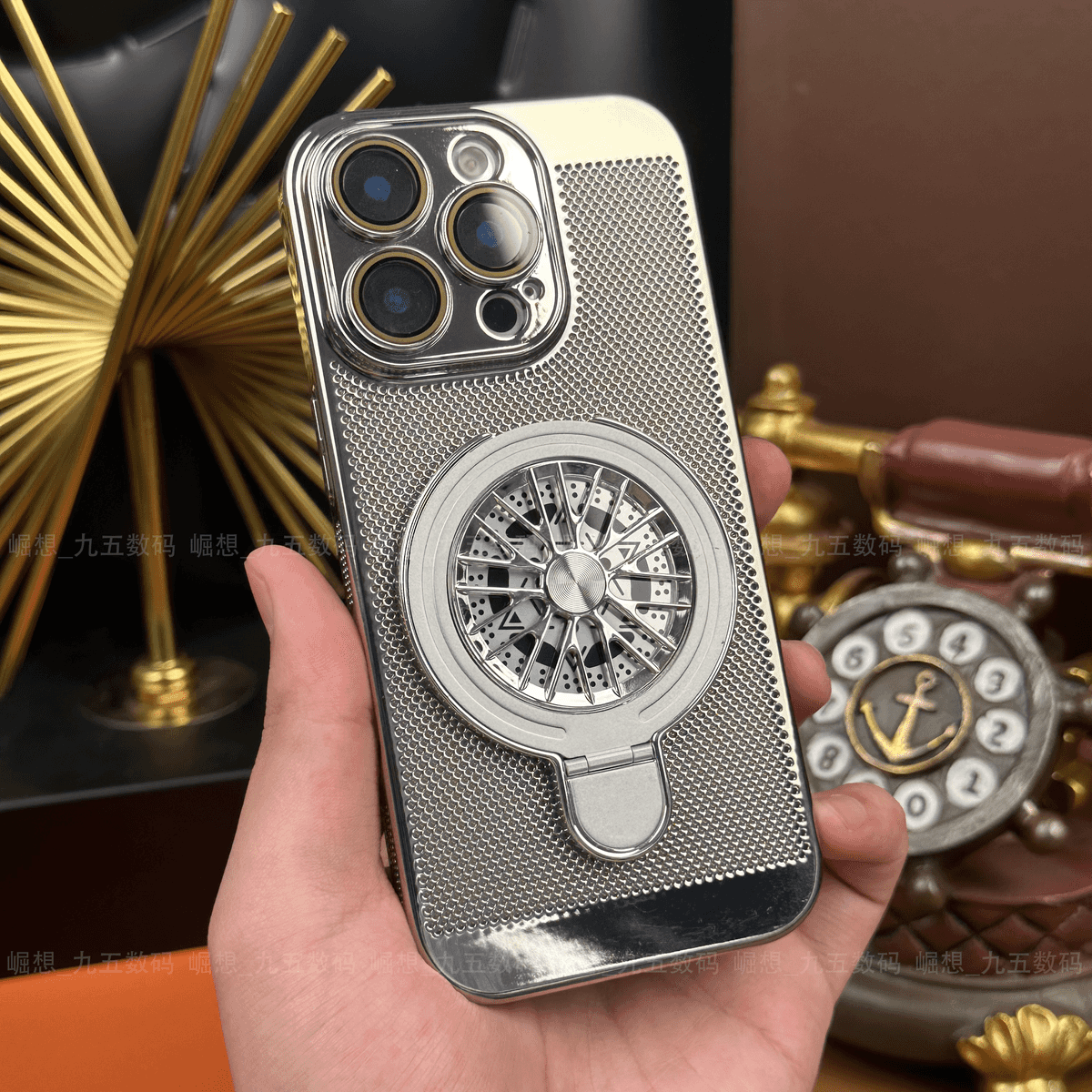 Rotating Folding Stand Cooling Case Cover for iPhone