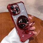 Dazzling Folding Bracket That Sparkles with Makeup Mirror Case Cover for iPhone