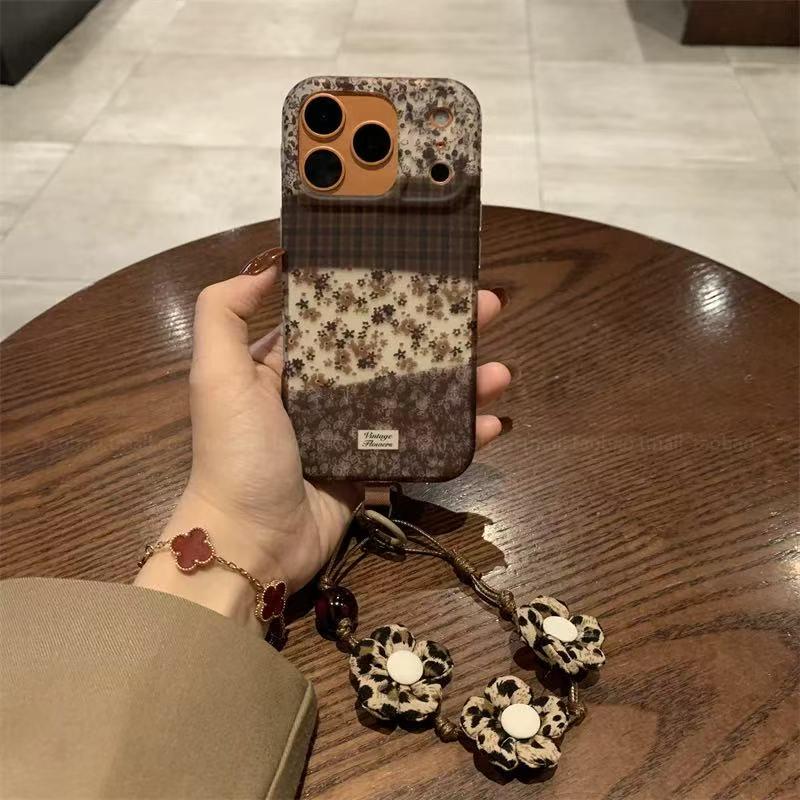 Patchwork Brown Camellia Pattern Case for iPhone - Buy 2: FREE SHIPPING🛫 & 40% OFF 2nd🔥