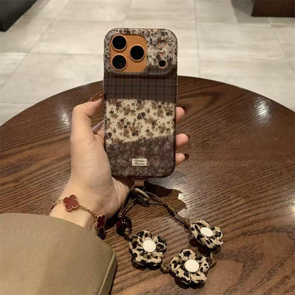 Patchwork Brown Camellia Pattern Case for iPhone - Buy 2: FREE SHIPPING🛫 & 40% OFF 2nd🔥