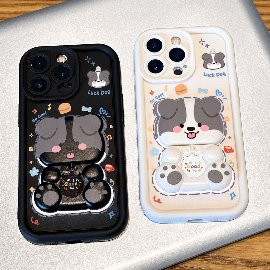 Folding Puppy Stand Case Cover for iPhone