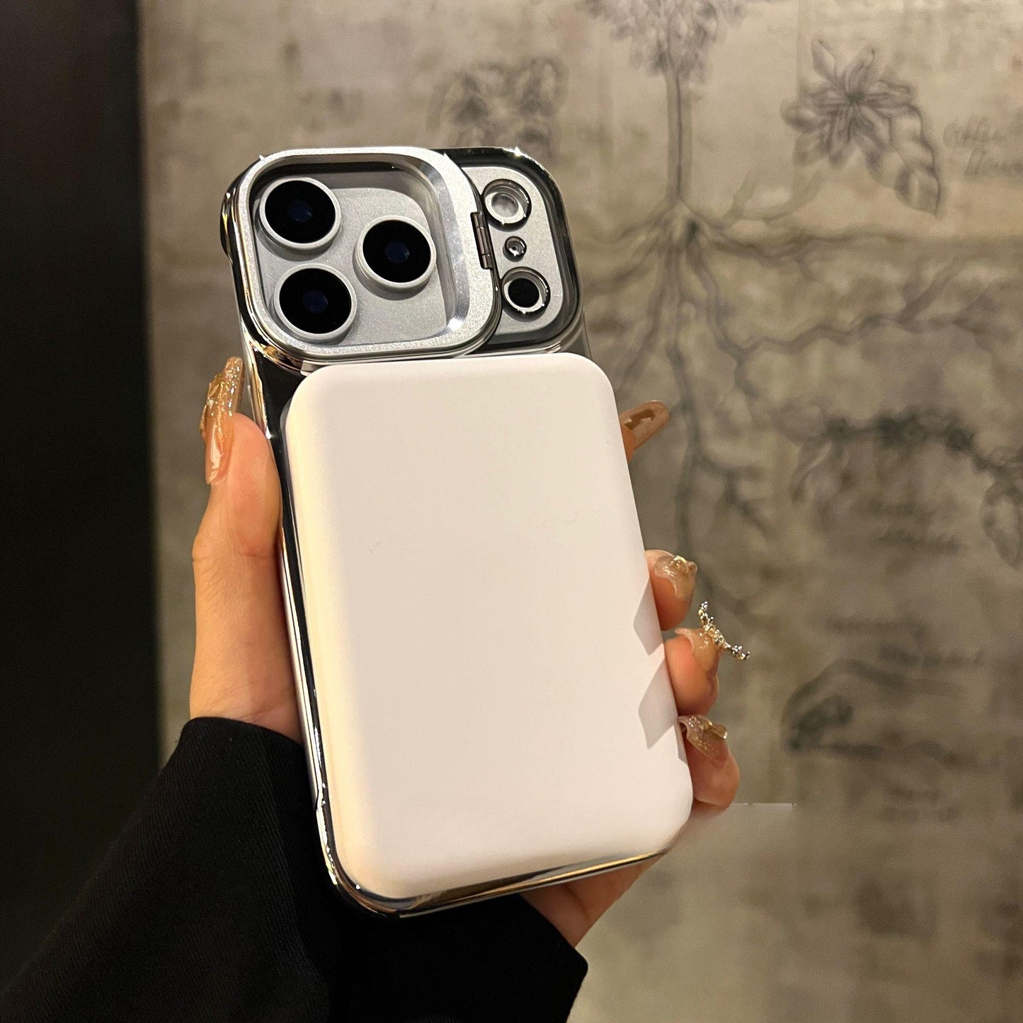 Semi-transparent metal lens folding frame protective Case for iPhone