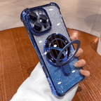 Dazzling Folding Bracket That Sparkles with Makeup Mirror Case Cover for iPhone