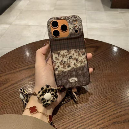 Patchwork Brown Camellia Pattern Case for iPhone - Buy 2: FREE SHIPPING🛫 & 40% OFF 2nd🔥