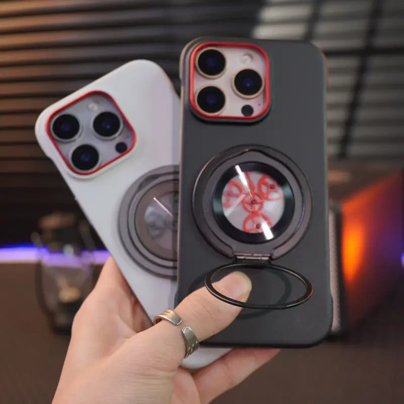 Rotating Damping Stand Leather Material Case Cover for iPhone