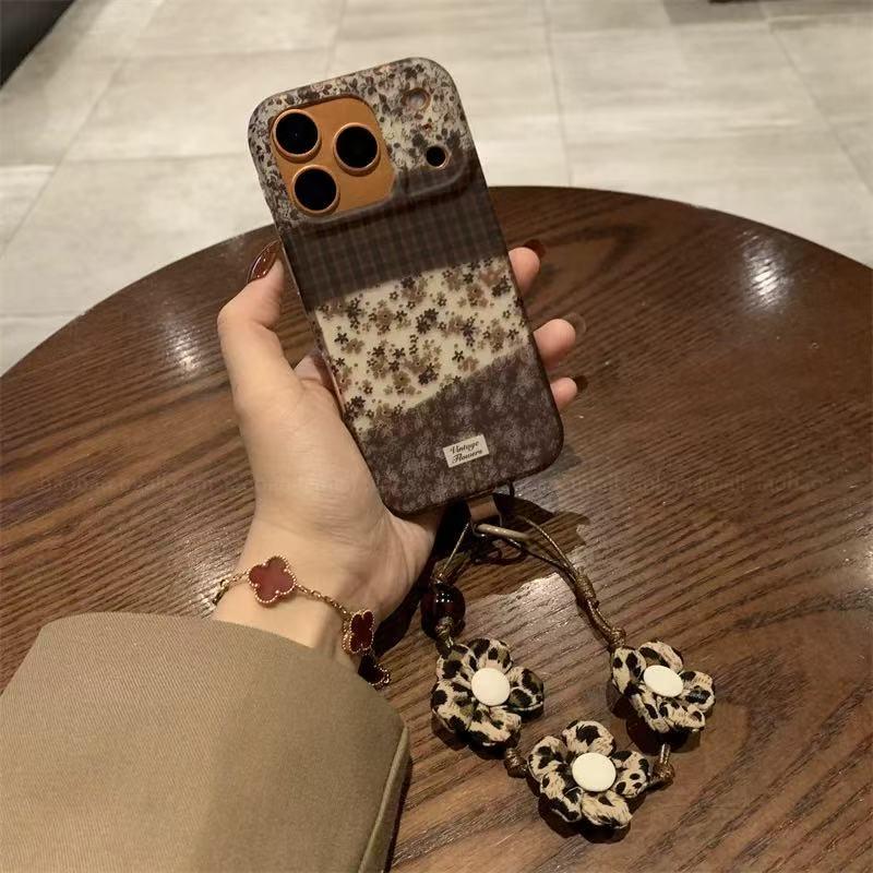 Patchwork Brown Camellia Pattern Case for iPhone - Buy 2: FREE SHIPPING🛫 & 40% OFF 2nd🔥