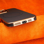 Leather Strong Magnetic Suction Ring Case Cover for iPhone