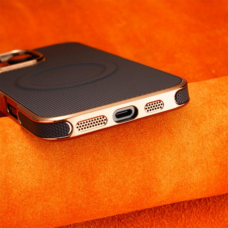 Leather Strong Magnetic Suction Ring Case Cover for iPhone