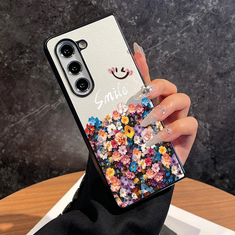 Smiling Faces in the Flowers Case Cover for Samsung Fold Series