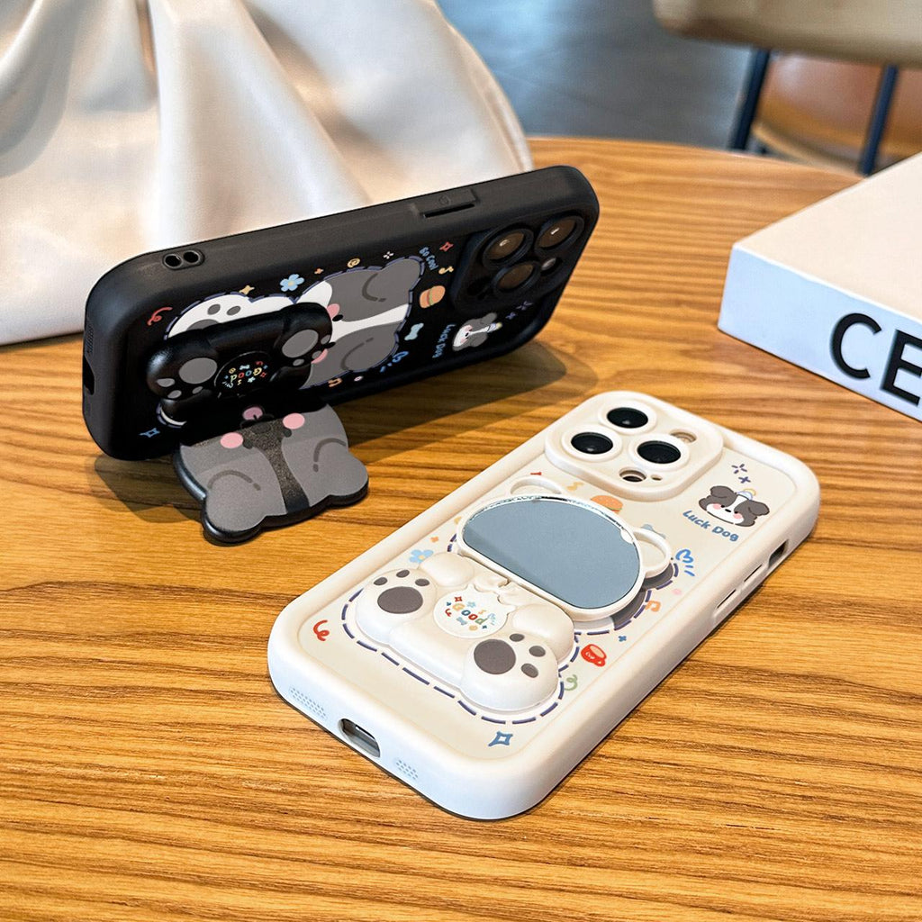Folding Puppy Stand Case Cover for iPhone