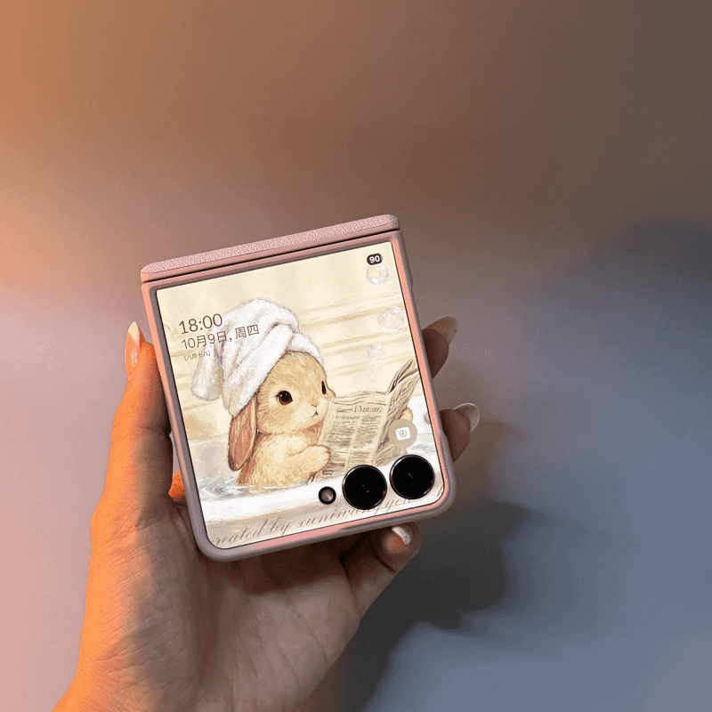 Cute Pink Rabbit Case Cover for Samsung Flip Serie with Lanyard and Wrist Strap- Buy 2: FREE SHIPPING🛫 & 40% OFF 2nd🔥