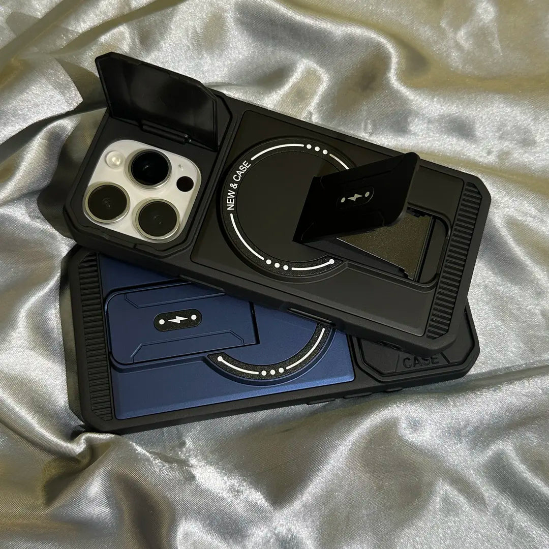 Hidden Dual-Bracket Cover-Style Folding Lens Protective Case for iPhone