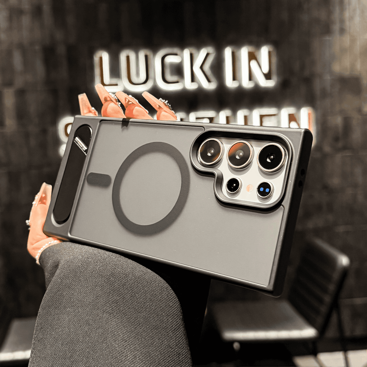 Frosted Texture Compact Folding Stand Case Cover for Samsung S Series