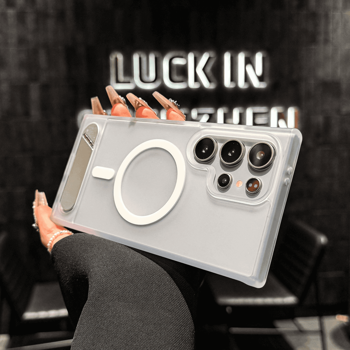 Frosted Texture Compact Folding Stand Case Cover for Samsung S Series