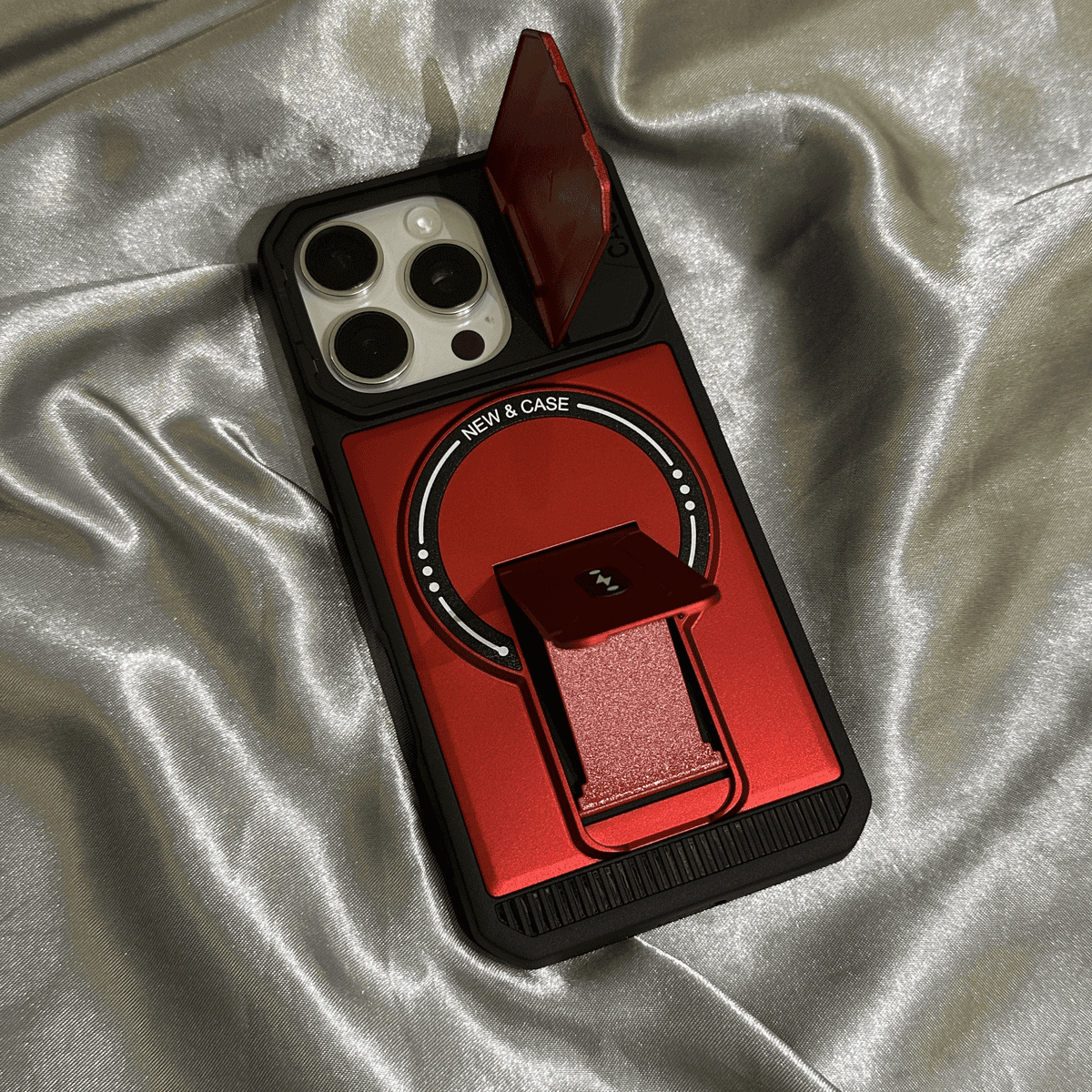 Hidden Dual-Bracket Cover-Style Folding Lens Protective Case for iPhone