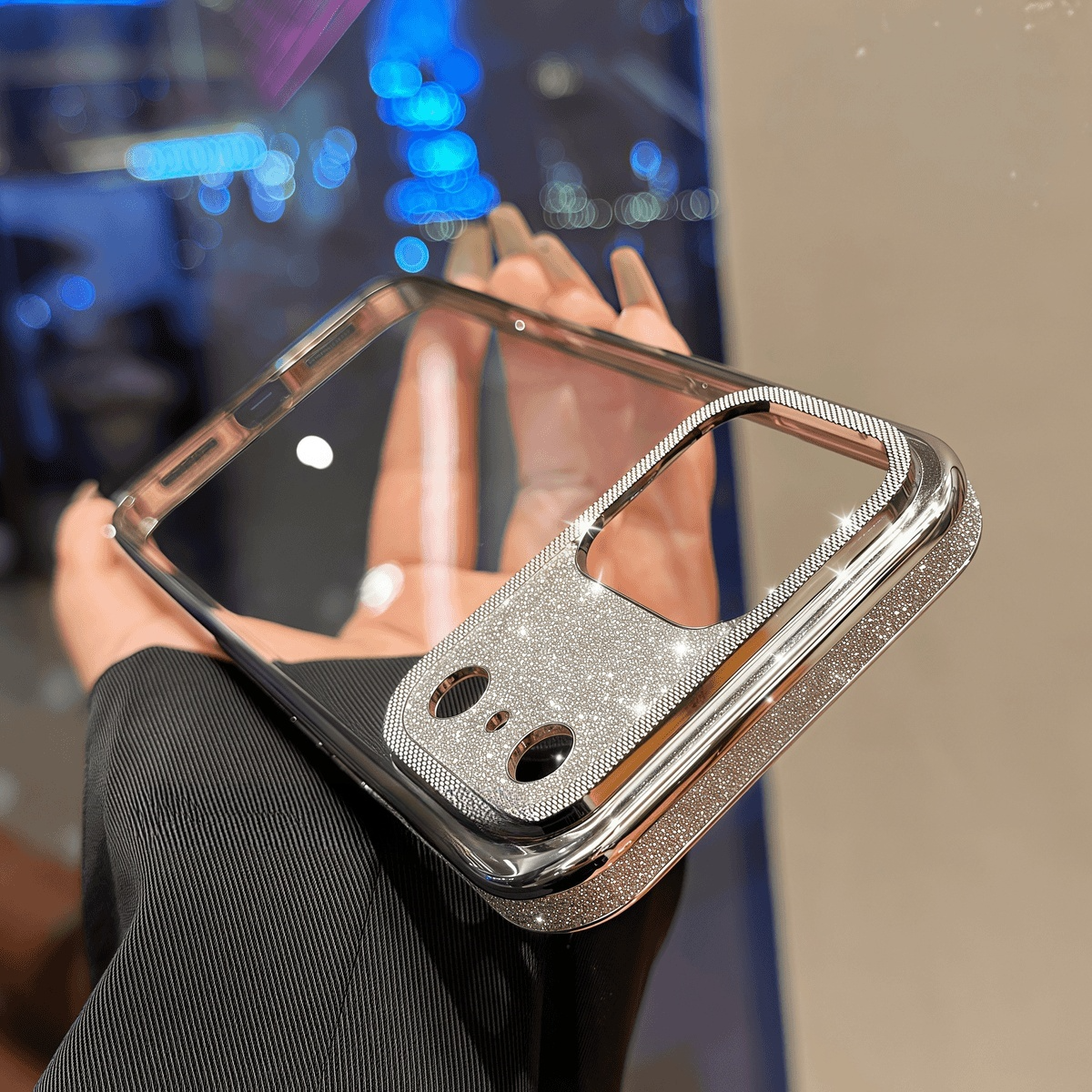 Glitter Lens Protector Frame Clear Case for iPhone