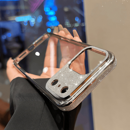 Glitter Lens Protector Frame Clear Case for iPhone