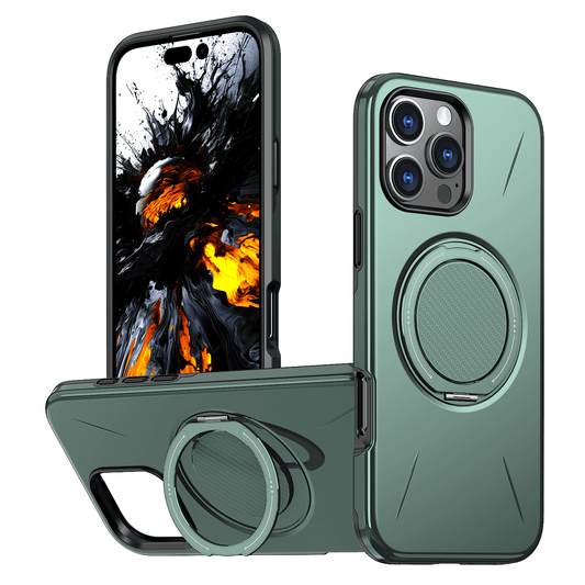2-in-1 PC + Soft Silicone Magnetic Damping Stand Case Cover for iPhone
