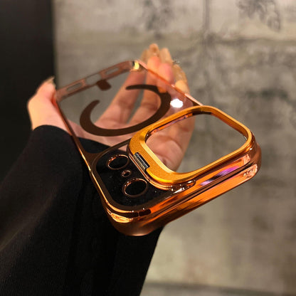 Semi-transparent metal lens folding frame protective Case for iPhone