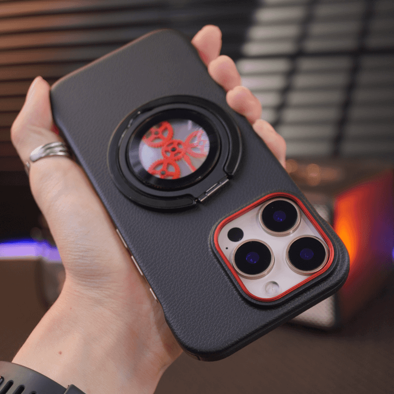 Rotating Damping Stand Leather Material Case Cover for iPhone