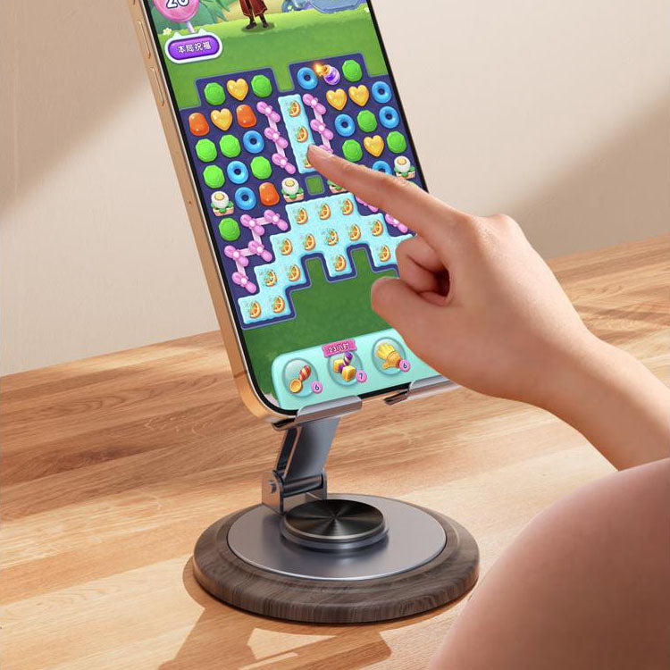 Premium Wood & Metal Phone Stand with Magnetic Compatibility