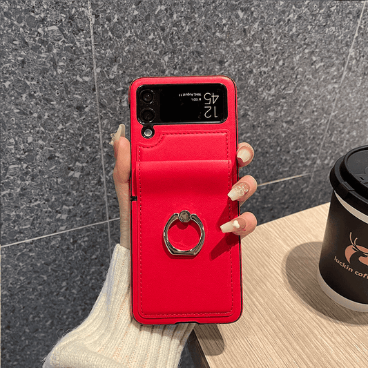 Covered Hinged Leather Protective Finger Clip Case Cover for Samsung Flip Serie