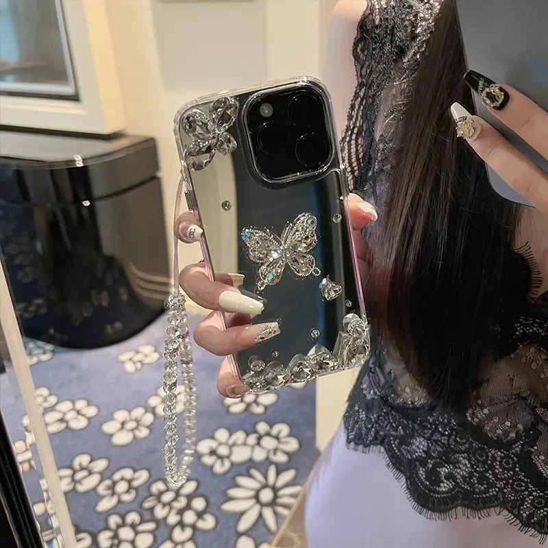 Mirror-finish Rhinestone 3D Butterfly Case Cover for iPhone - Buy 2: FREE SHIPPING🛫 & 40% OFF 2nd🔥