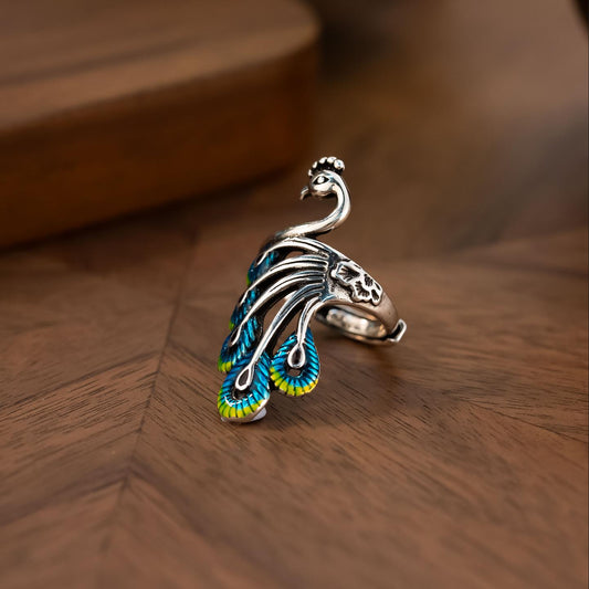 Crown Your Elegance – 3D Peacock Ring for the Unapologetically Bold