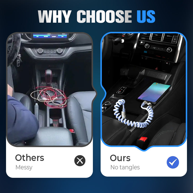 240W 4-in-1 Retractable Coiled Charging Cable