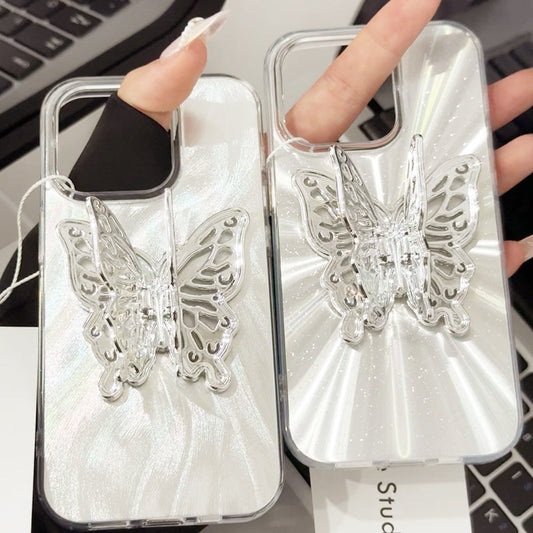 Butterfly Stand Metallic Gray Phone Case Cover for iPhone - Buy 2: FREE SHIPPING🛫 & 40% OFF 2nd🔥