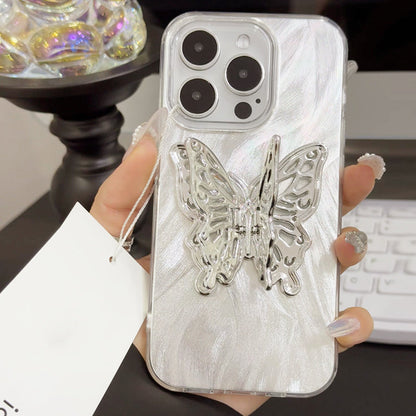 Butterfly Stand Metallic Gray Phone Case Cover for iPhone - Buy 2: FREE SHIPPING🛫 & 40% OFF 2nd🔥