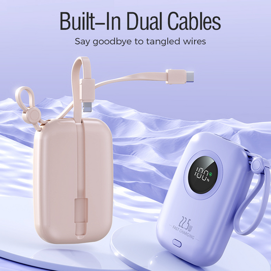 10000mAh Slim Portable Charger with Built-in Cable