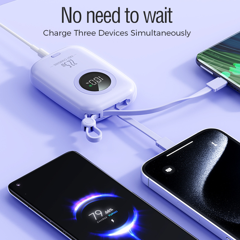 10000mAh Slim Portable Charger with Built-in Cable