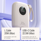 10000mAh Slim Portable Charger with Built-in Cable