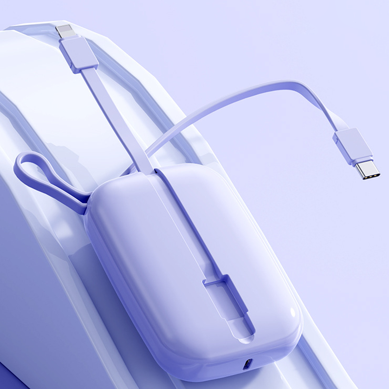 10000mAh Slim Portable Charger with Built-in Cable