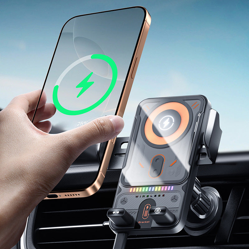Smart 2-In-1 Auto-Rotating Car Phone Holder & Wireless Charger