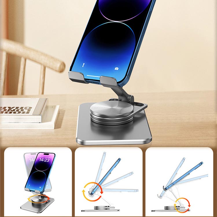 Anti-flip Desktop Tablet Phone Stand - 360-degree Rotation