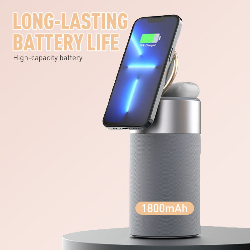 Multifunctional Magnetic Wireless Charger with Bluetooth Speaker