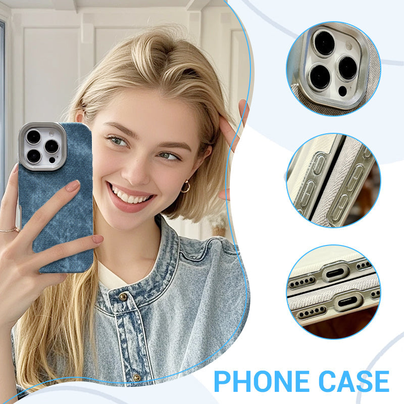 Large Hole Electroplated Denim Pattern iPhone Case