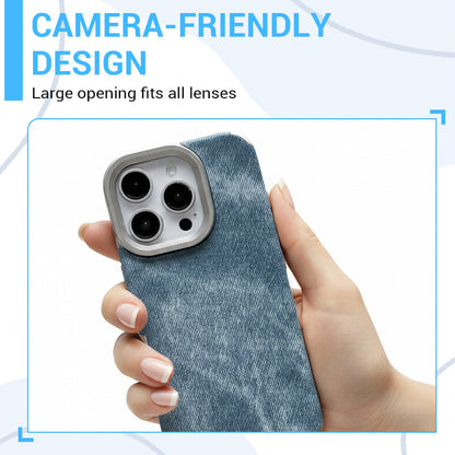 Large Hole Electroplated Denim Pattern iPhone Case